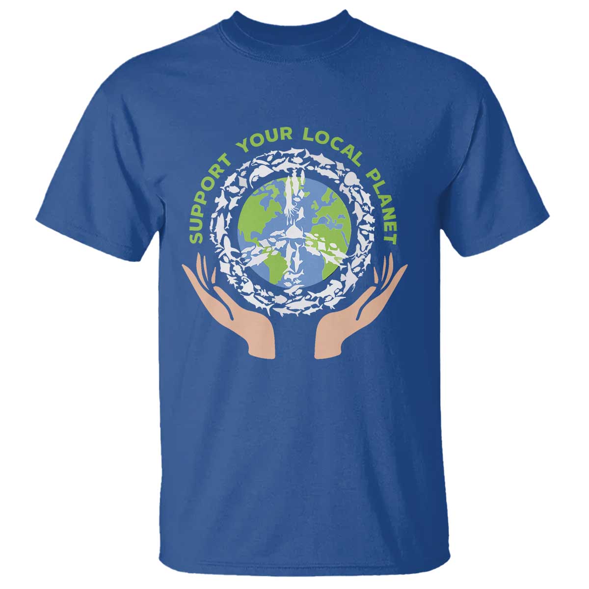 Earth Day Support Your Local Planet T Shirt Peace Sign Animals