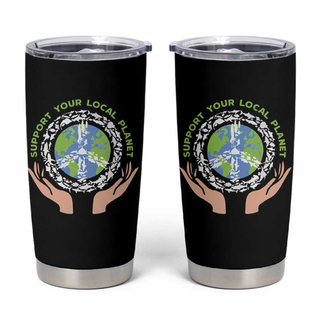 Earth Day Support Your Local Planet Tumbler Cup Peace Sign Animals