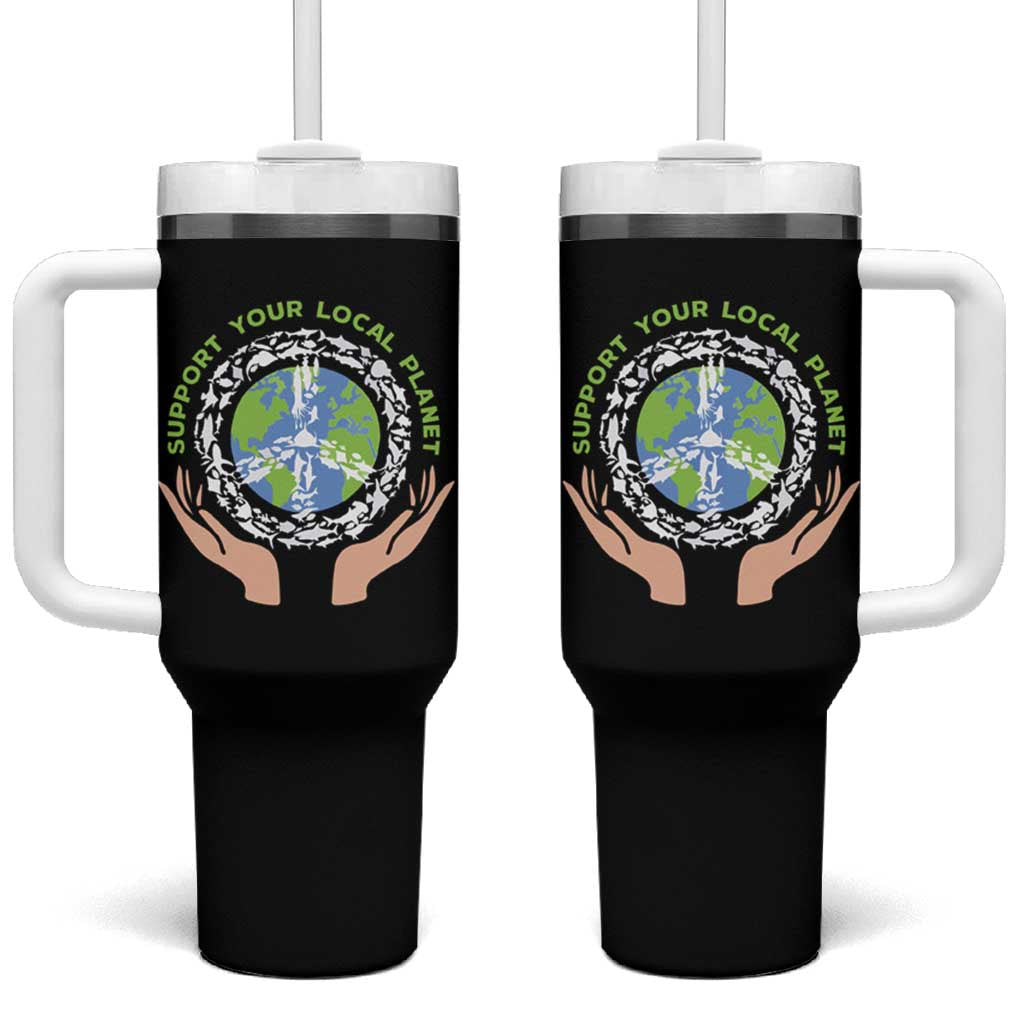 Earth Day Support Your Local Planet Tumbler With Handle Peace Sign Animals