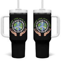 Earth Day Support Your Local Planet Tumbler With Handle Peace Sign Animals