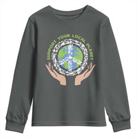 Earth Day Support Your Local Planet Youth Sweatshirt Peace Sign Animals