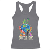 Save Our Home Animals Wildlife Conservation Earth Day Racerback Tank Top