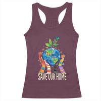 Save Our Home Animals Wildlife Conservation Earth Day Racerback Tank Top
