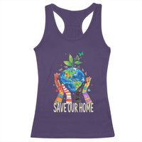 Save Our Home Animals Wildlife Conservation Earth Day Racerback Tank Top