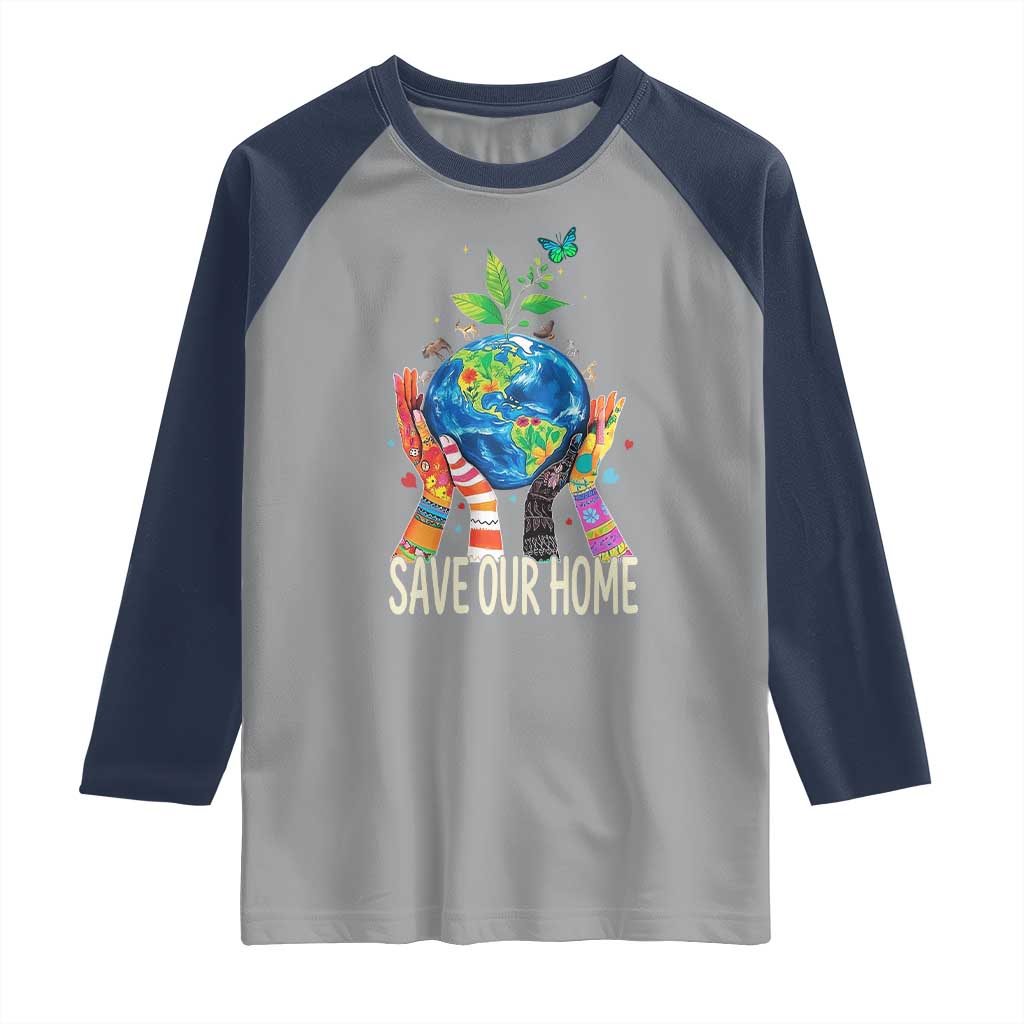 Save Our Home Animals Wildlife Conservation Earth Day Raglan Shirt