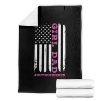 Funny Girl Dad Outnumbered Throw Blanket Vintage American Flag Father's Day