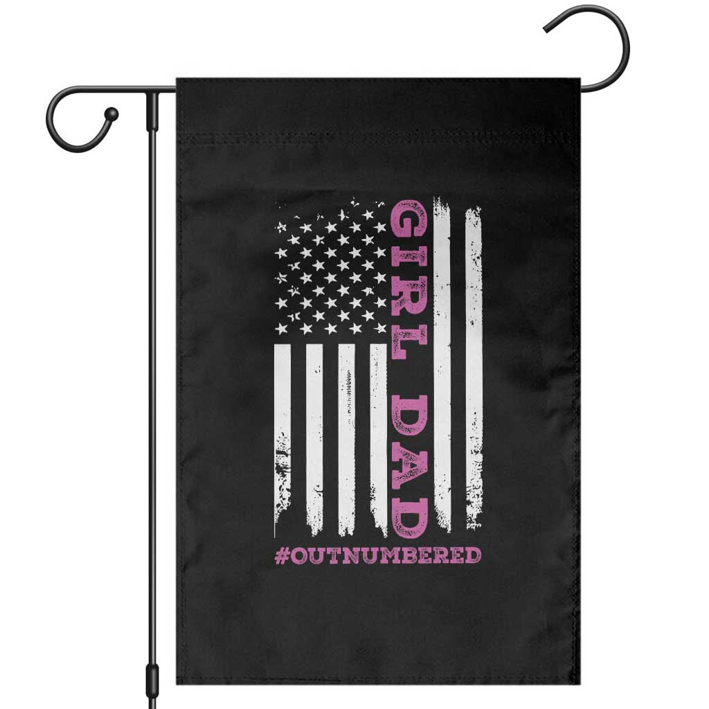 Funny Girl Dad Outnumbered Garden Flag Vintage American Flag Father's Day