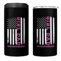 Funny Girl Dad Outnumbered 4 in 1 Can Cooler Tumbler Vintage American Flag Father's Day