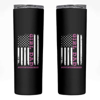 Funny Girl Dad Outnumbered Skinny Tumbler Vintage American Flag Father's Day