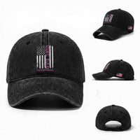 Funny Girl Dad Outnumbered Washed Cotton Baseball Cap Vintage American Flag Father's Day