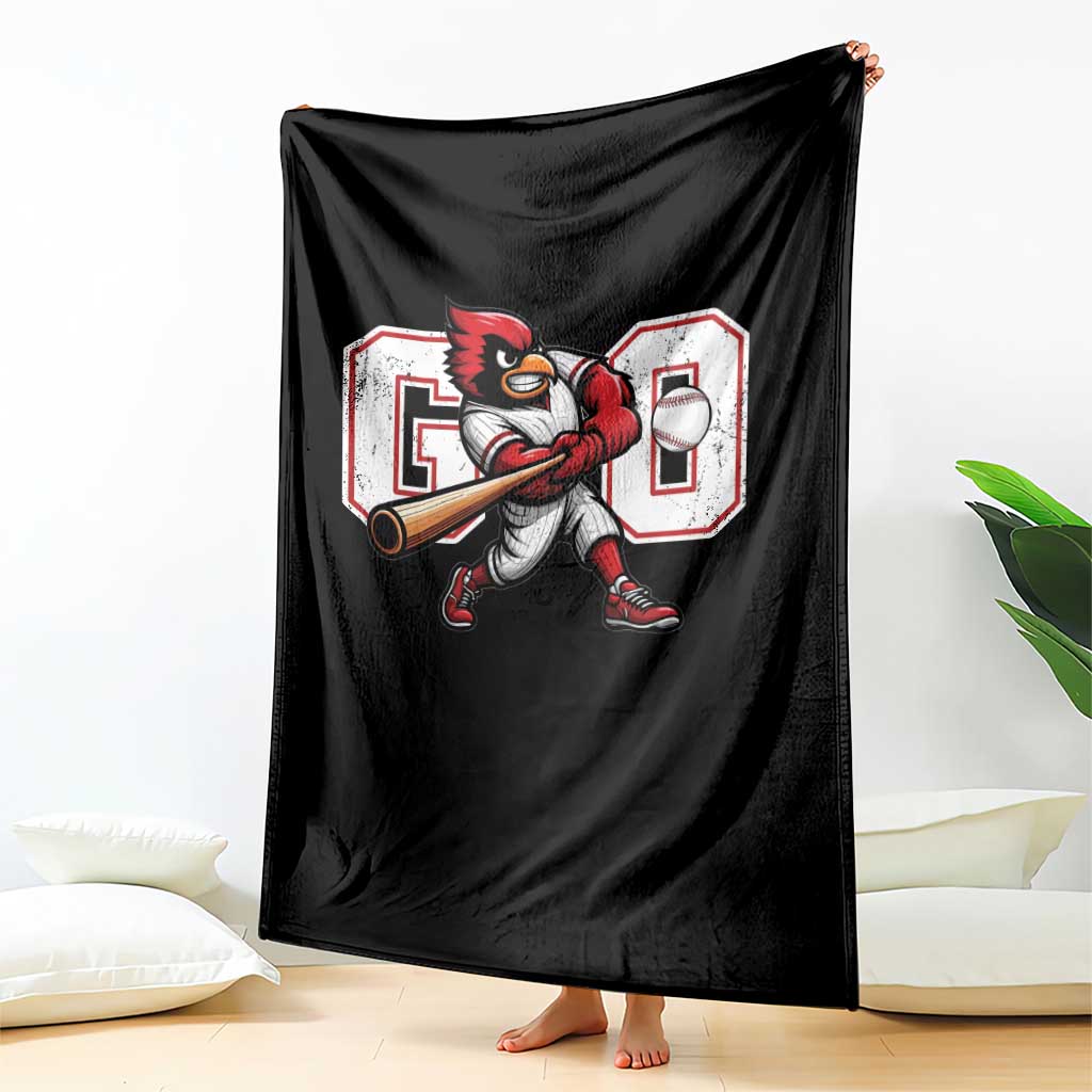 Go Cardinal Playing Baseball Graphic Throw Blanket for Sports Fan