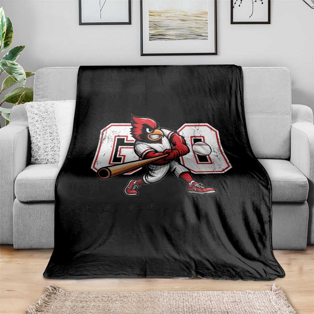 Go Cardinal Playing Baseball Graphic Throw Blanket for Sports Fan