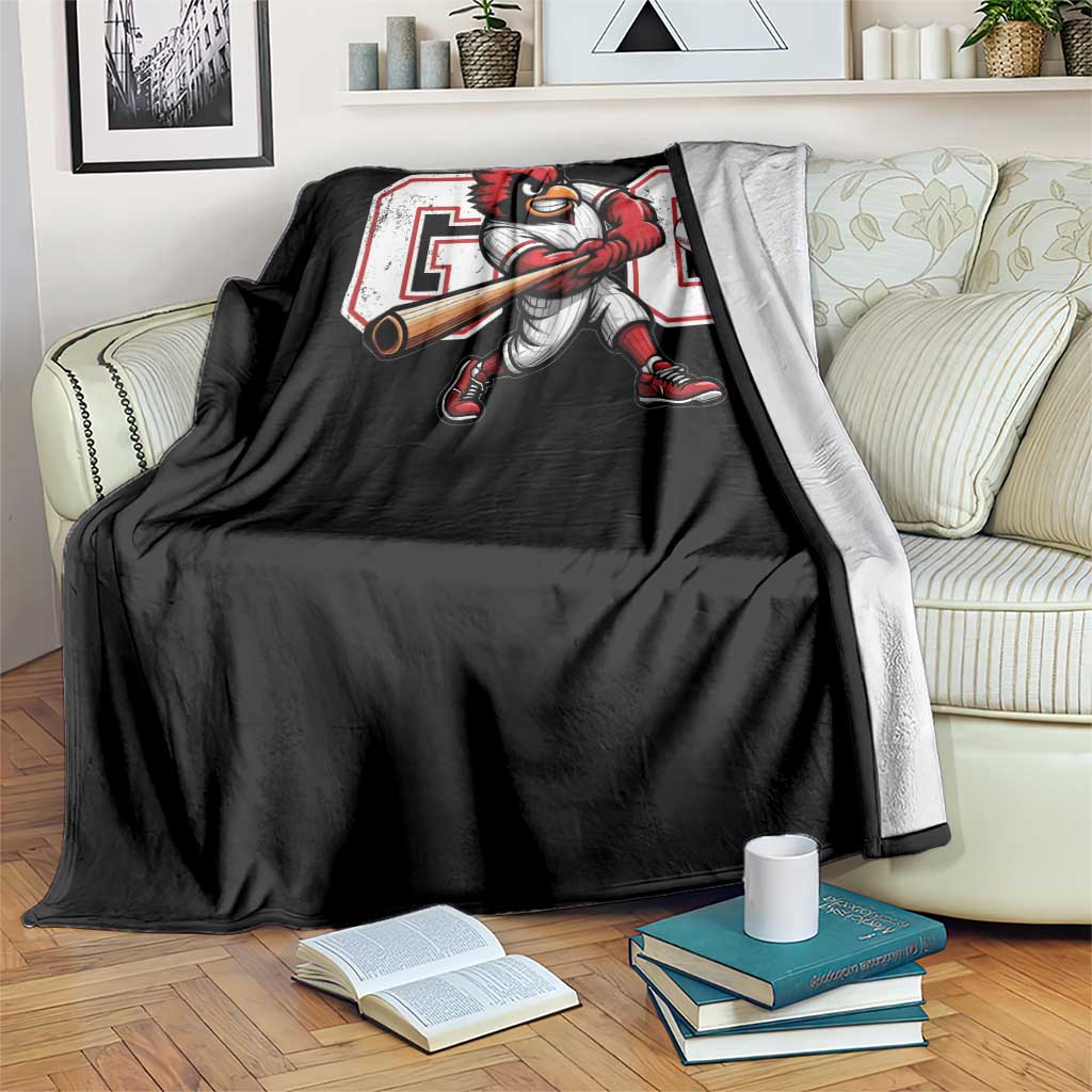 Go Cardinal Playing Baseball Graphic Throw Blanket for Sports Fan