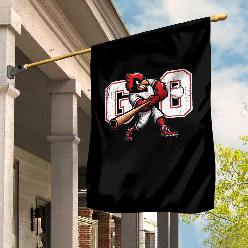 Go Cardinal Playing Baseball Graphic Garden Flag for Sports Fan