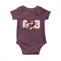 Go Cardinal Playing Baseball Graphic Baby Onesie for Sports Fan