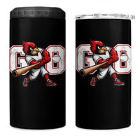 Go Cardinal Playing Baseball Graphic 4 in 1 Can Cooler Tumbler for Sports Fan