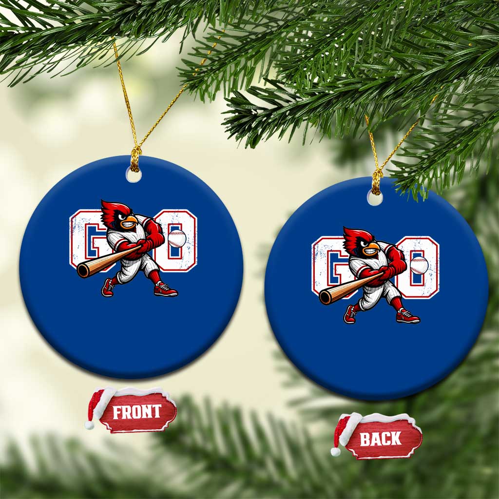 Go Cardinal Playing Baseball Graphic Ceramic Ornament for Sports Fan