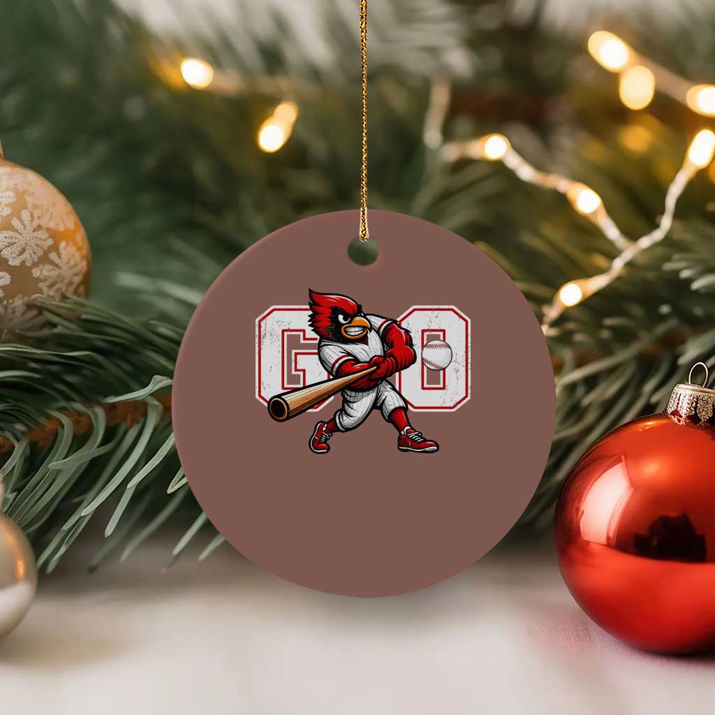 Go Cardinal Playing Baseball Graphic Ceramic Ornament for Sports Fan