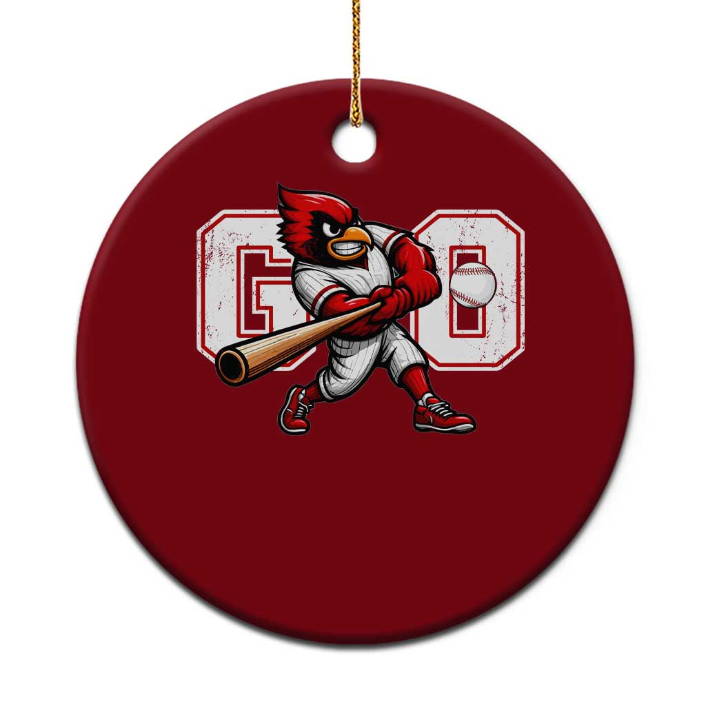 Go Cardinal Playing Baseball Graphic Ceramic Ornament for Sports Fan