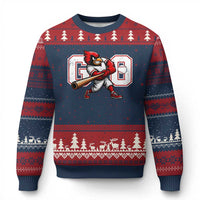 Go Cardinal Playing Baseball Graphic Ugly Christmas Sweater for Sports Fan