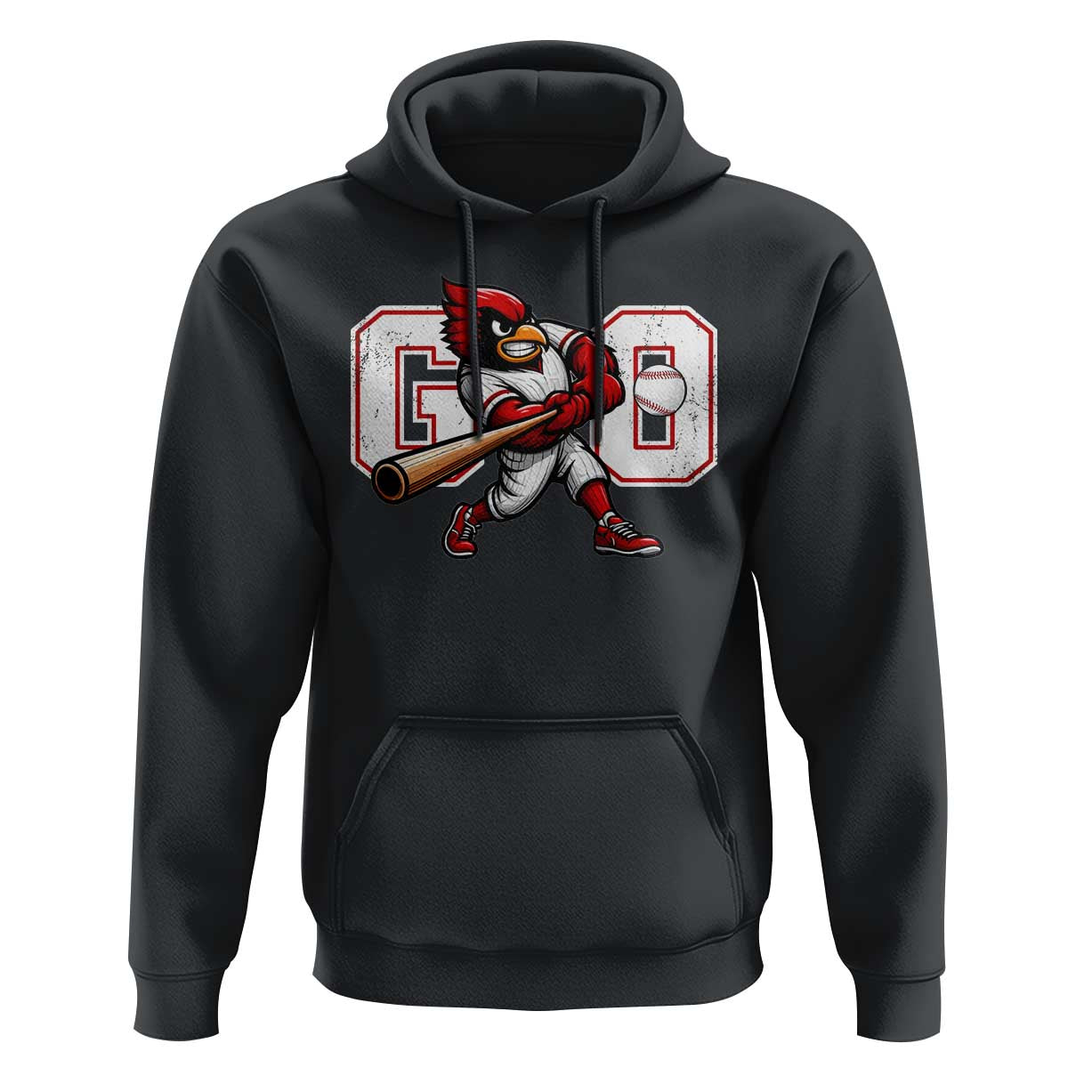 Go Cardinal Playing Baseball Graphic Hoodie for Sports Fan