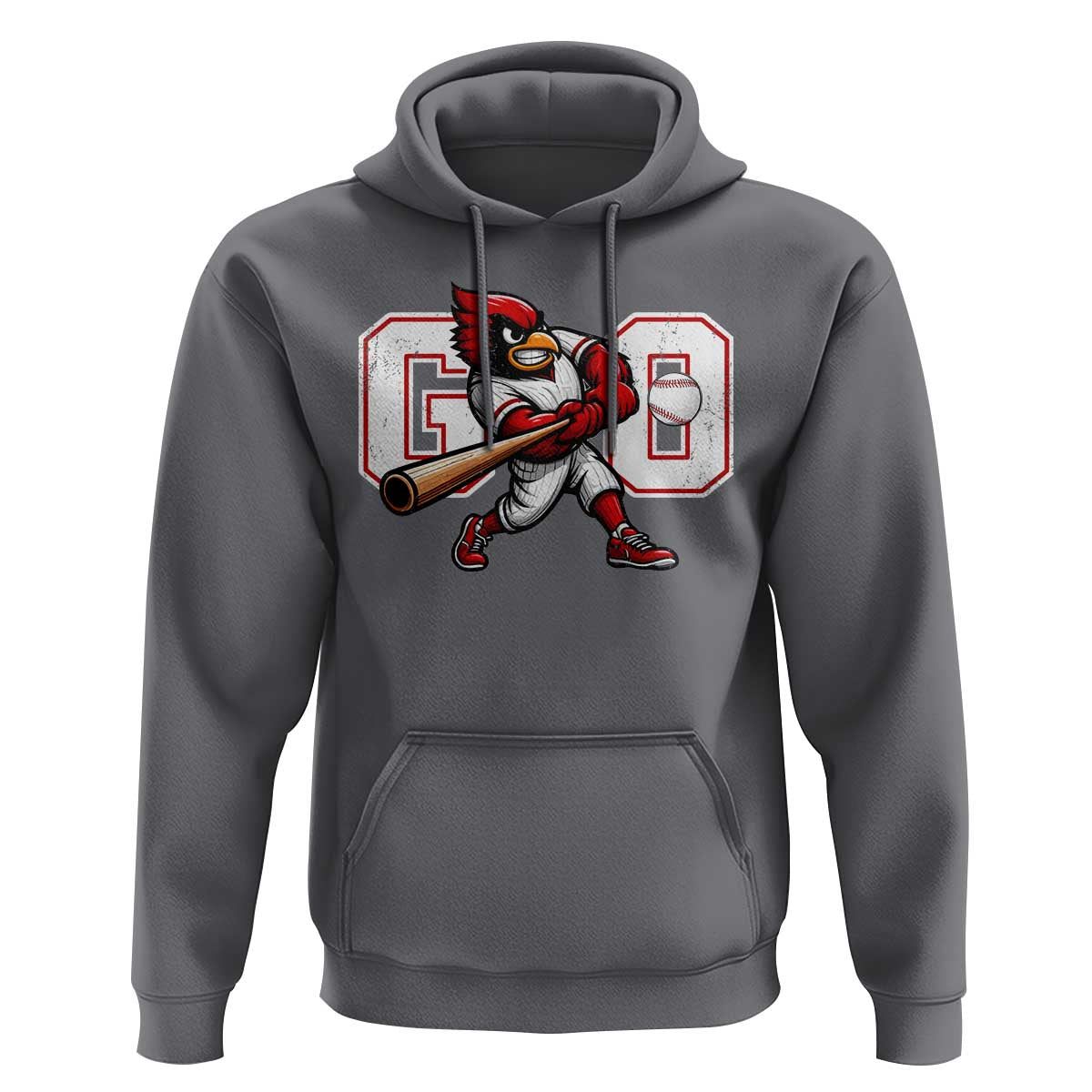 Go Cardinal Playing Baseball Graphic Hoodie for Sports Fan