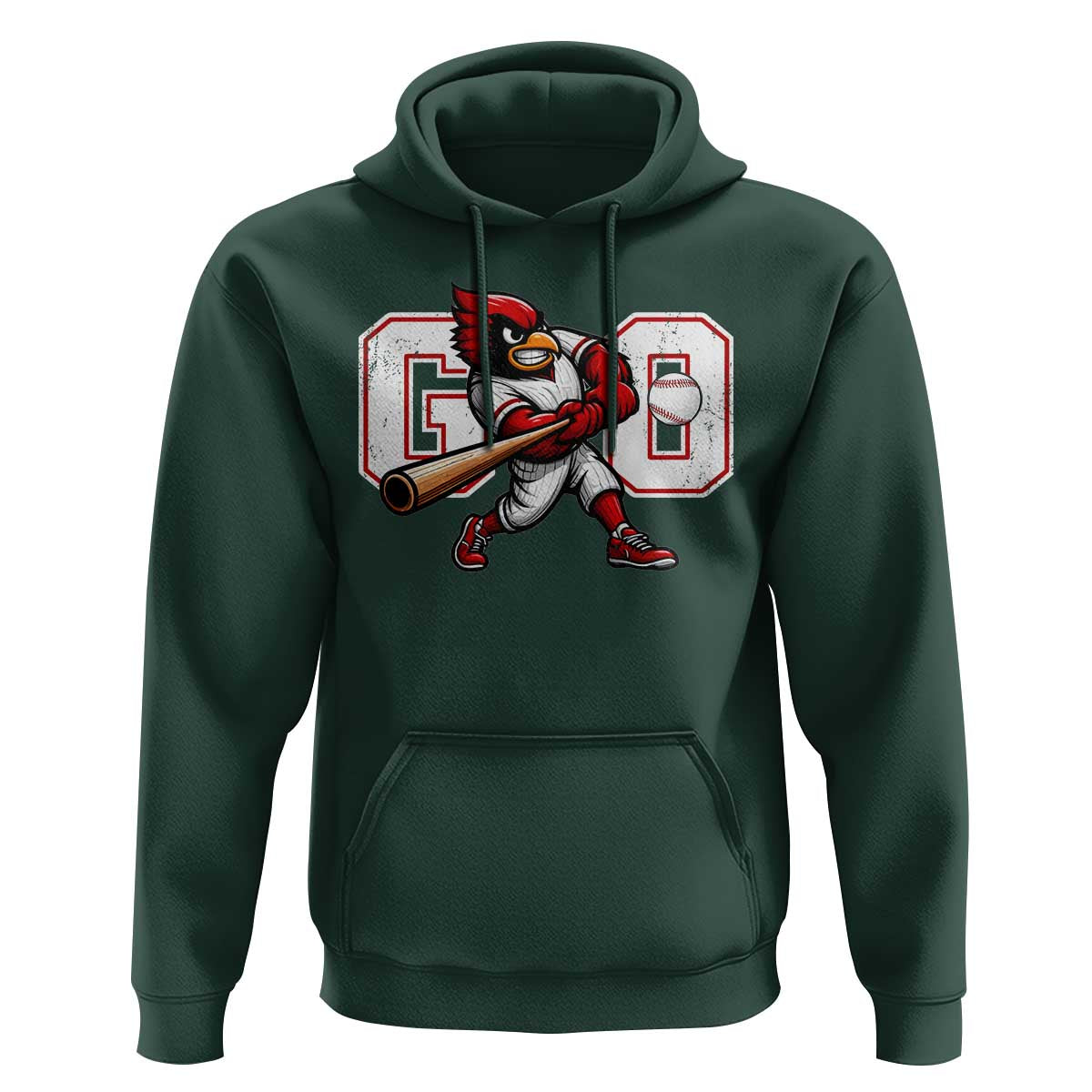 Go Cardinal Playing Baseball Graphic Hoodie for Sports Fan