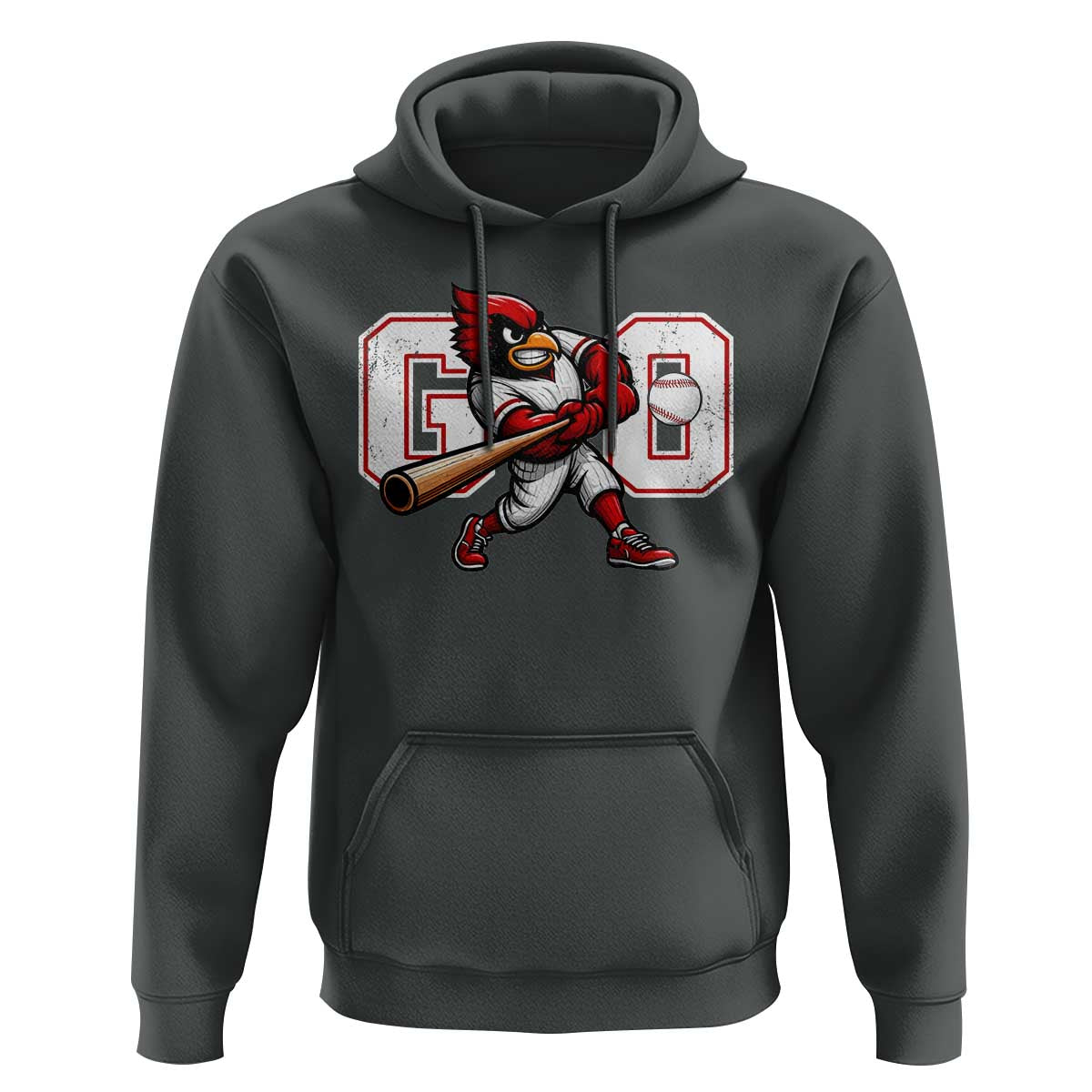 Go Cardinal Playing Baseball Graphic Hoodie for Sports Fan