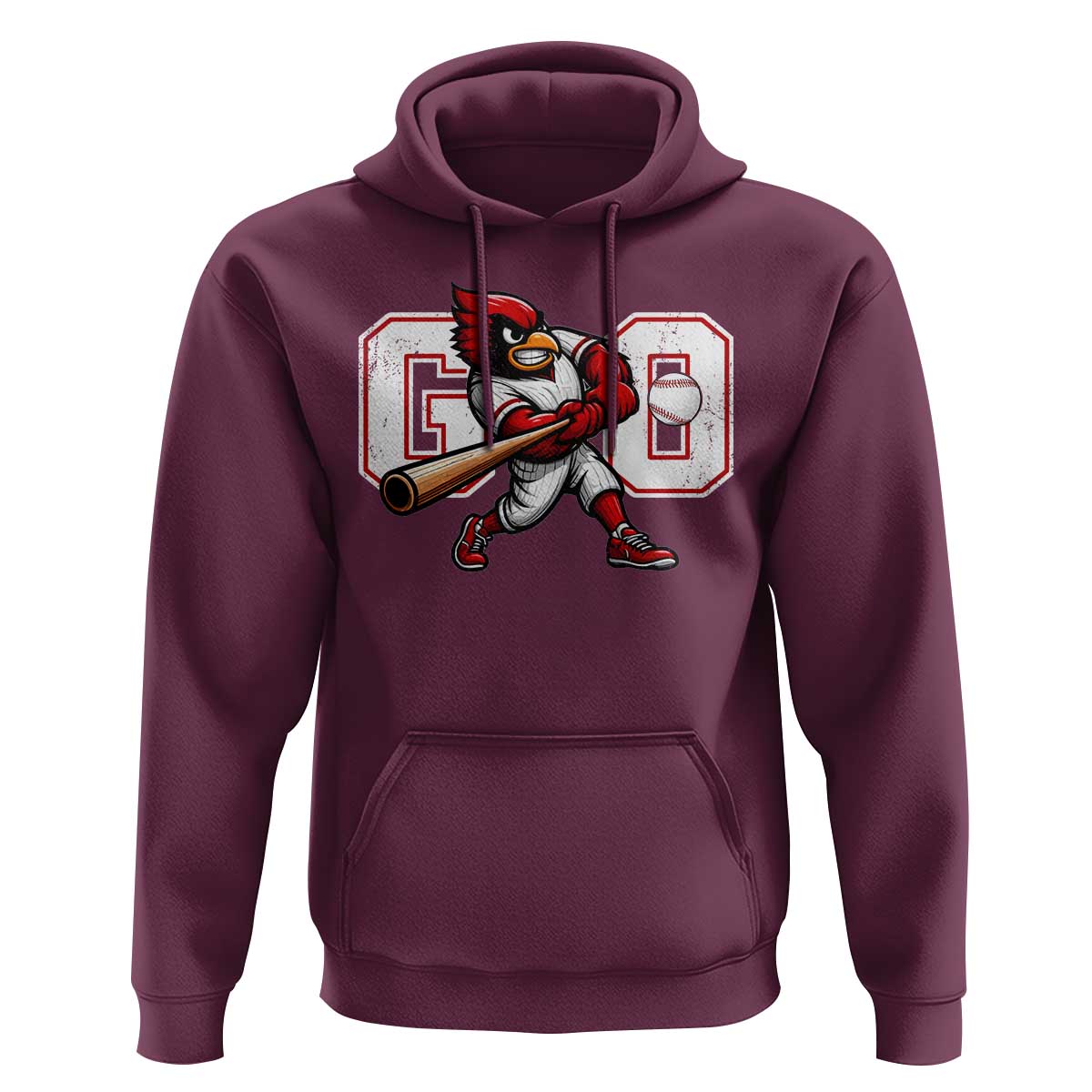 Go Cardinal Playing Baseball Graphic Hoodie for Sports Fan