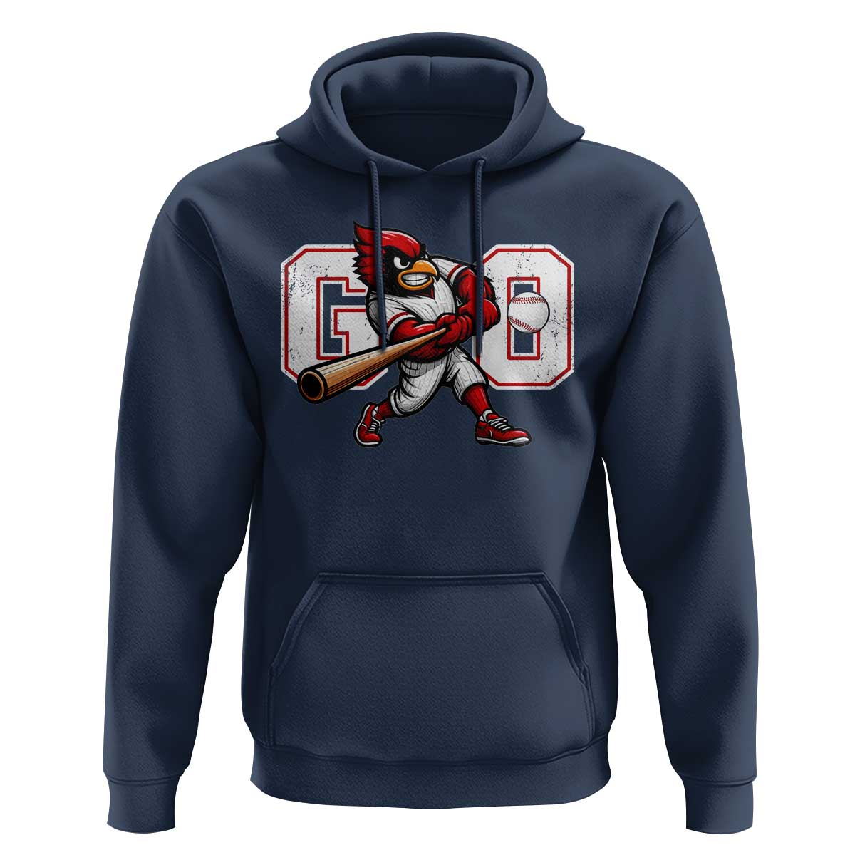Go Cardinal Playing Baseball Graphic Hoodie for Sports Fan