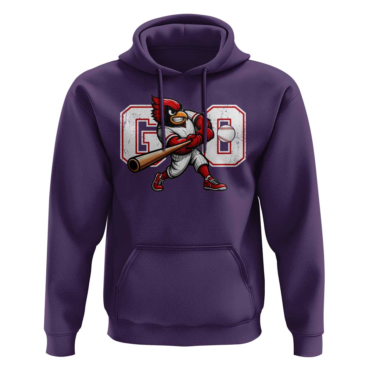 Go Cardinal Playing Baseball Graphic Hoodie for Sports Fan