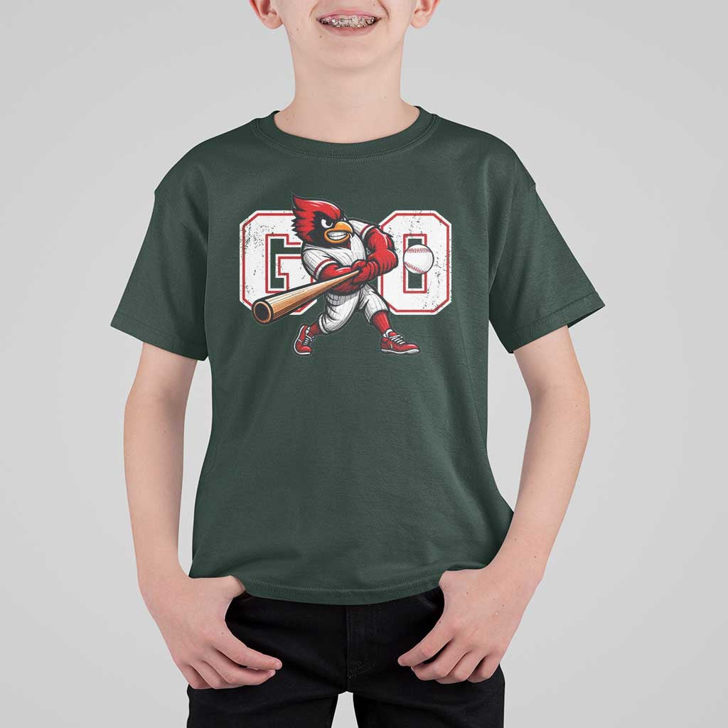 Go Cardinal Playing Baseball Graphic T Shirt For Kid for Sports Fan