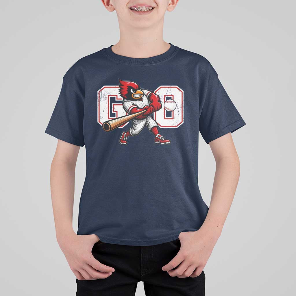 Go Cardinal Playing Baseball Graphic T Shirt For Kid for Sports Fan