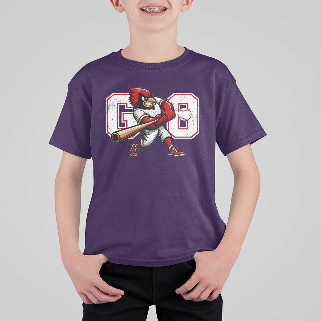 Go Cardinal Playing Baseball Graphic T Shirt For Kid for Sports Fan
