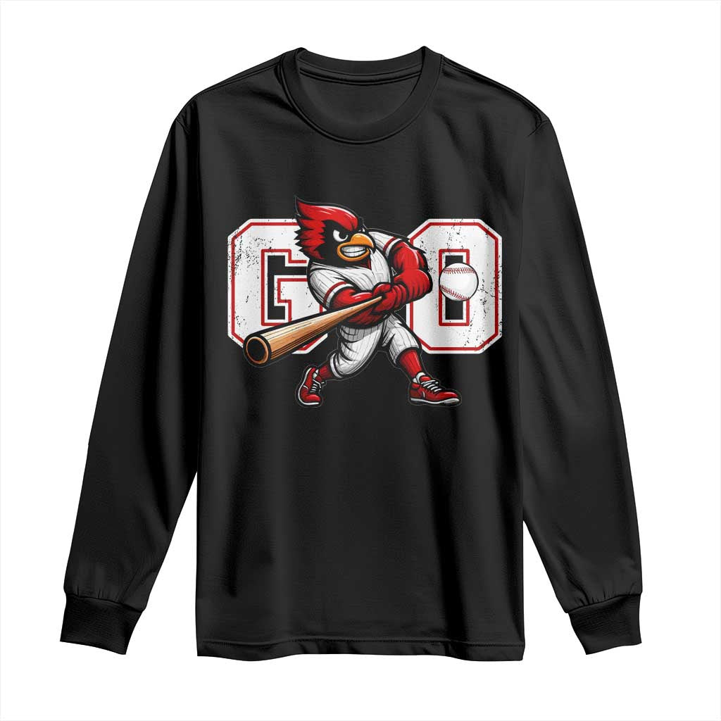 Go Cardinal Playing Baseball Graphic Long Sleeve Shirt for Sports Fan