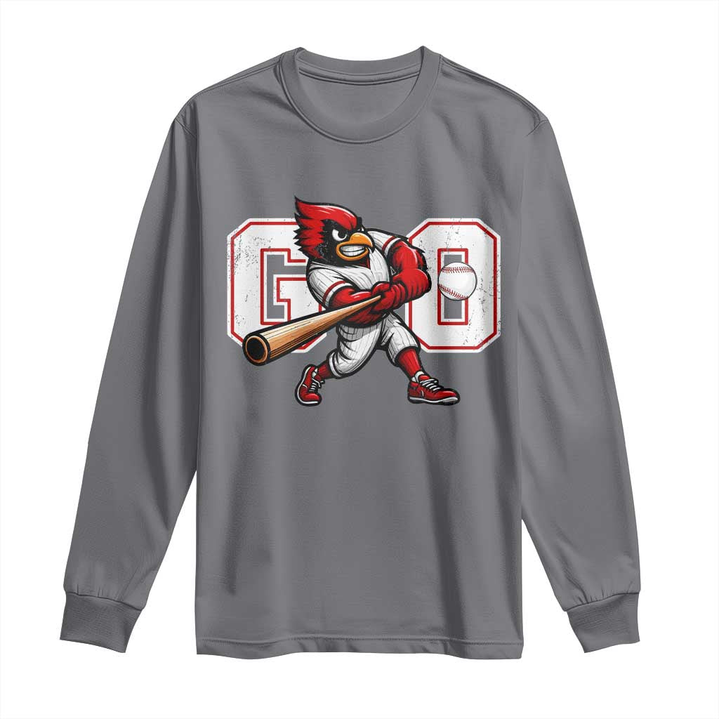 Go Cardinal Playing Baseball Graphic Long Sleeve Shirt for Sports Fan