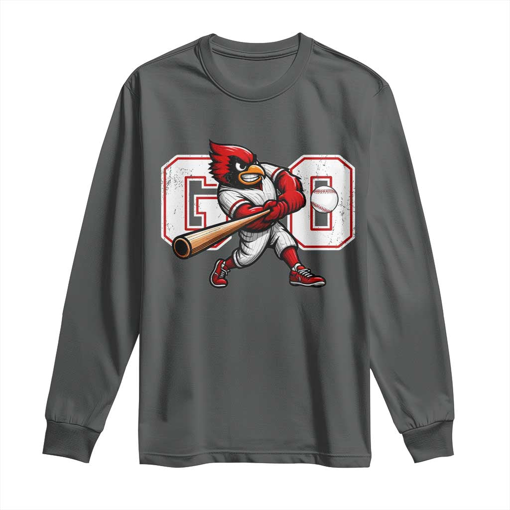 Go Cardinal Playing Baseball Graphic Long Sleeve Shirt for Sports Fan