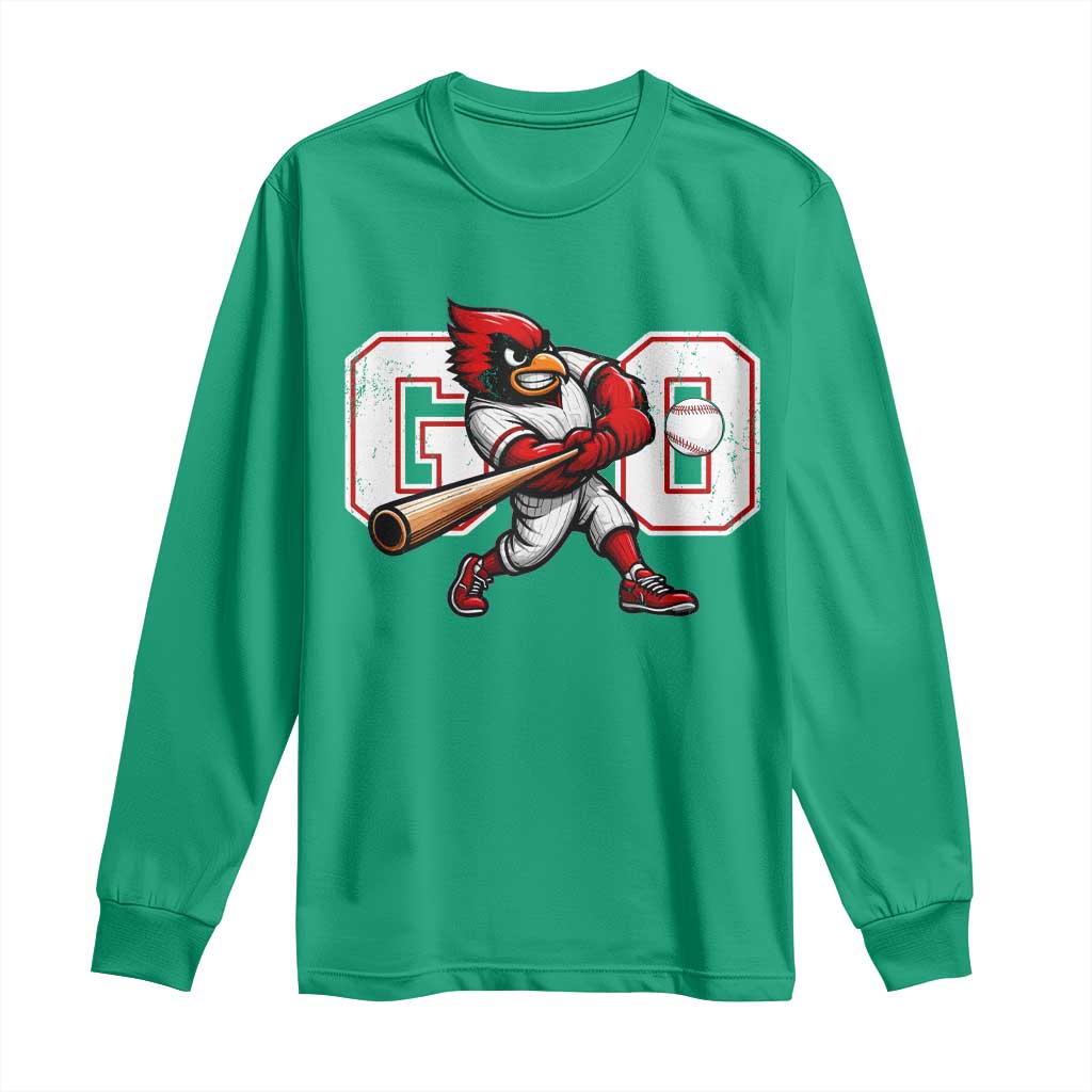Go Cardinal Playing Baseball Graphic Long Sleeve Shirt for Sports Fan