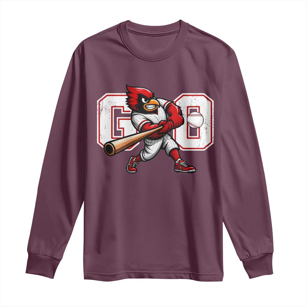 Go Cardinal Playing Baseball Graphic Long Sleeve Shirt for Sports Fan