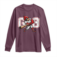 Go Cardinal Playing Baseball Graphic Long Sleeve Shirt for Sports Fan