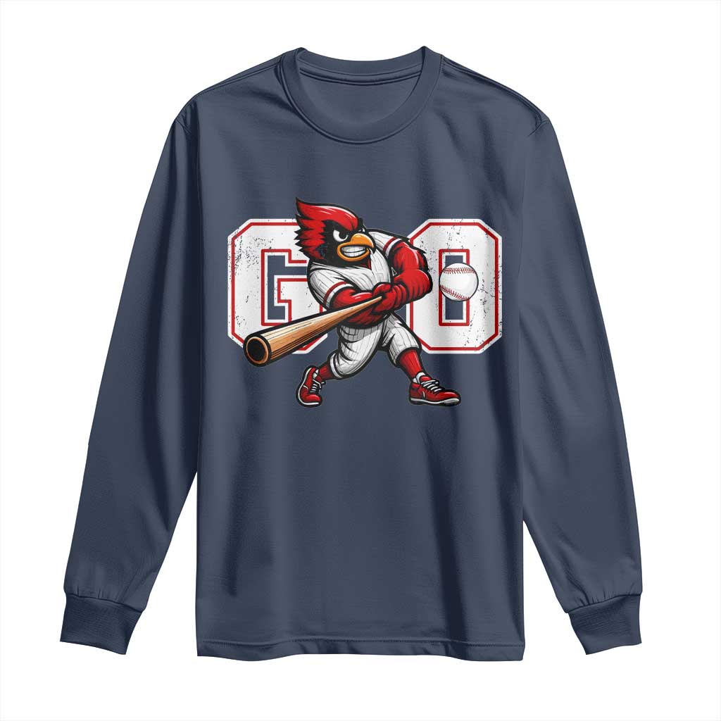 Go Cardinal Playing Baseball Graphic Long Sleeve Shirt for Sports Fan