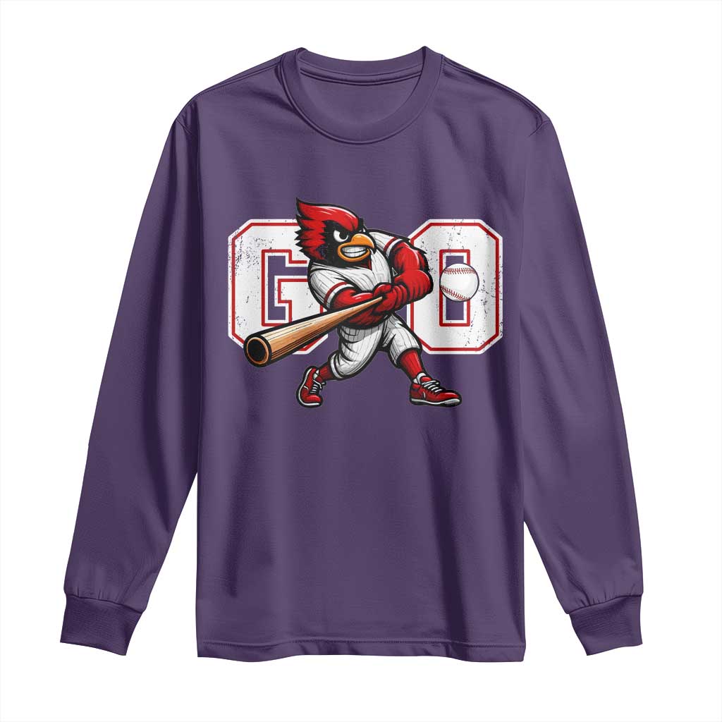 Go Cardinal Playing Baseball Graphic Long Sleeve Shirt for Sports Fan