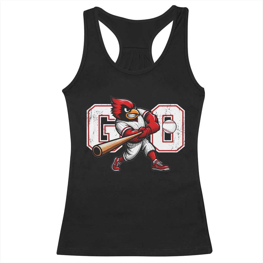 Go Cardinal Playing Baseball Graphic Racerback Tank Top for Sports Fan