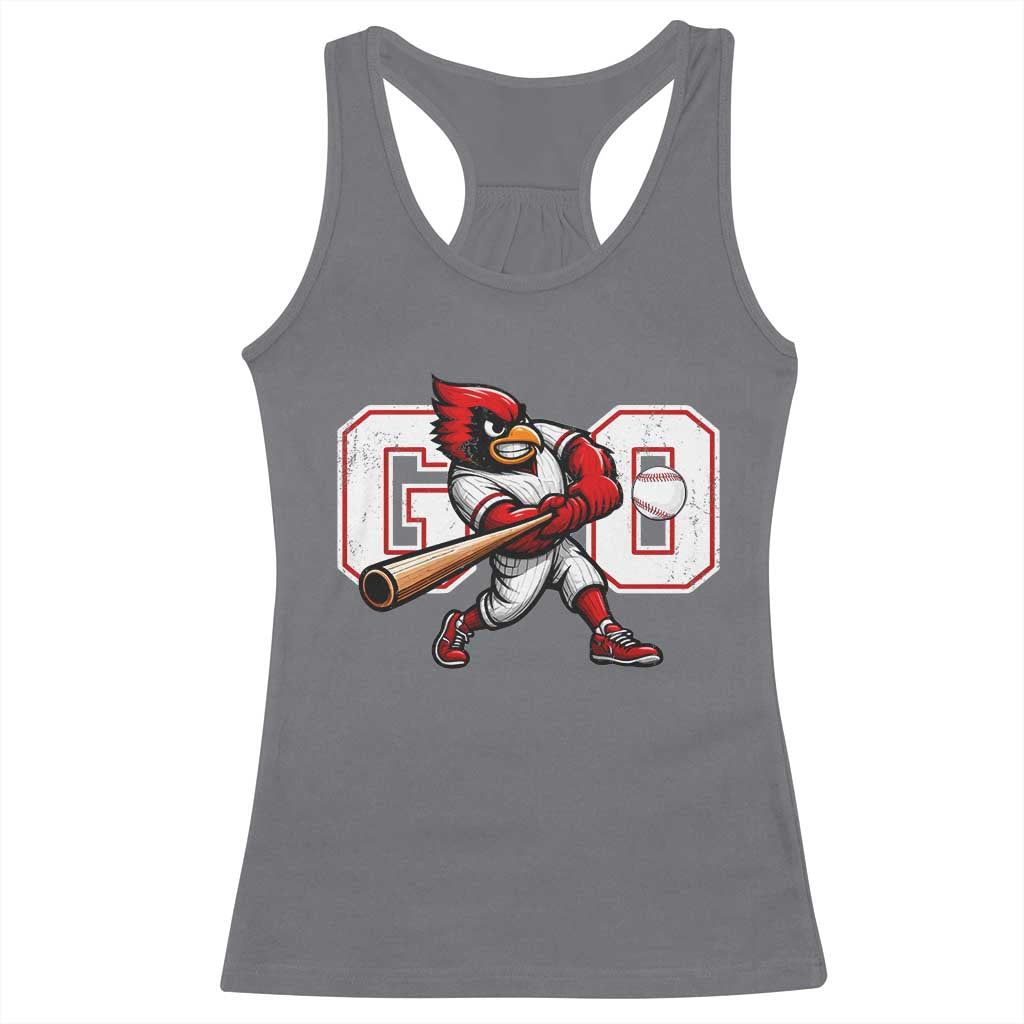 Go Cardinal Playing Baseball Graphic Racerback Tank Top for Sports Fan