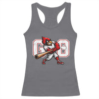 Go Cardinal Playing Baseball Graphic Racerback Tank Top for Sports Fan