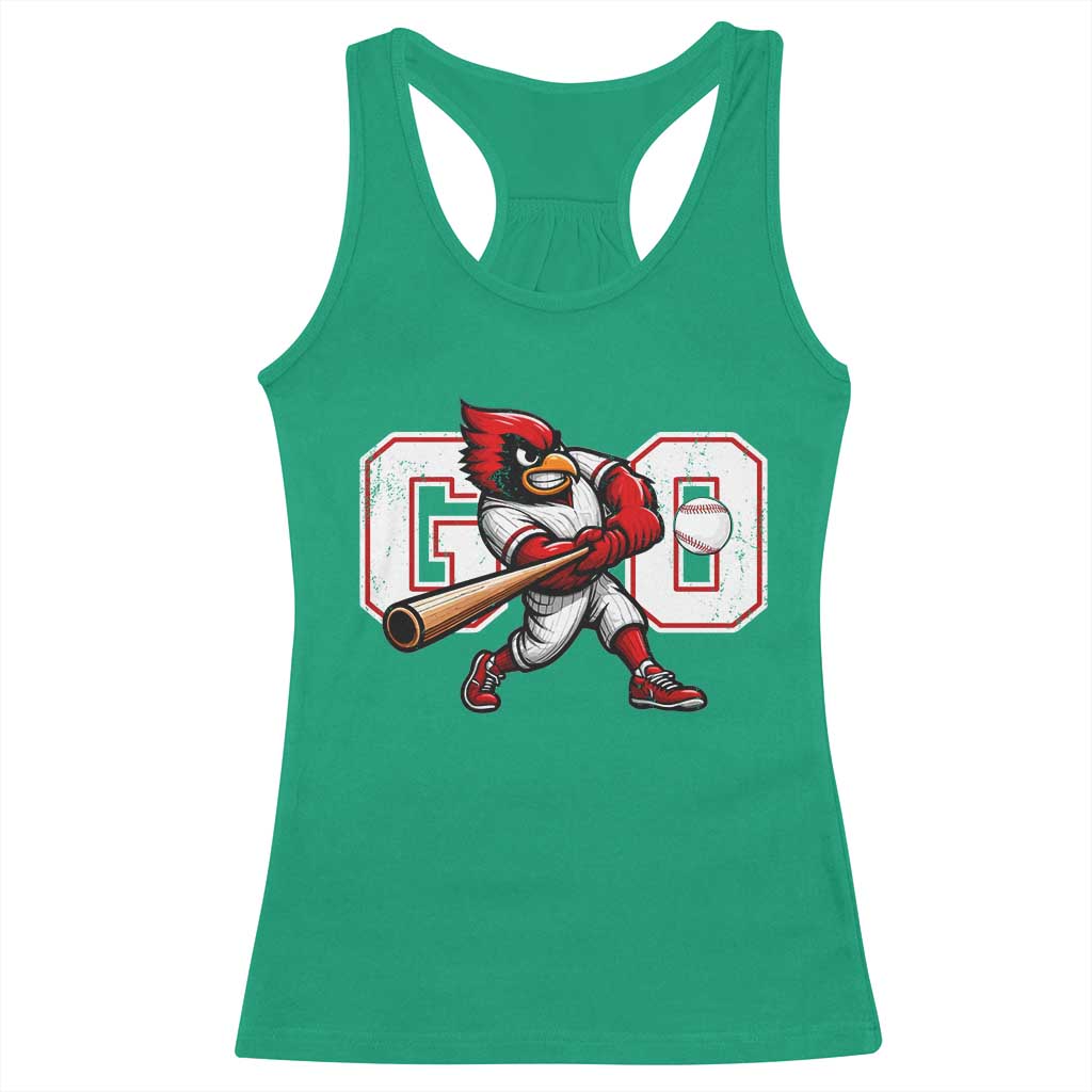 Go Cardinal Playing Baseball Graphic Racerback Tank Top for Sports Fan