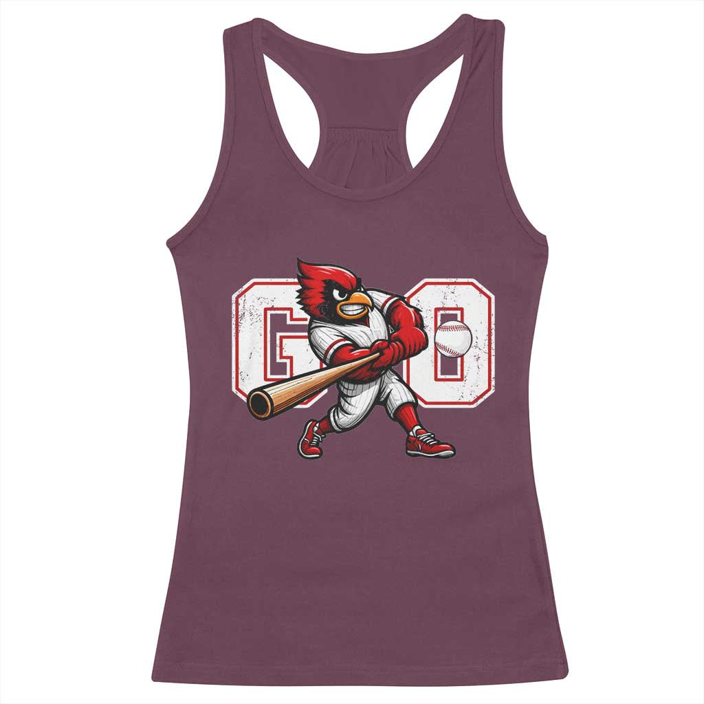 Go Cardinal Playing Baseball Graphic Racerback Tank Top for Sports Fan