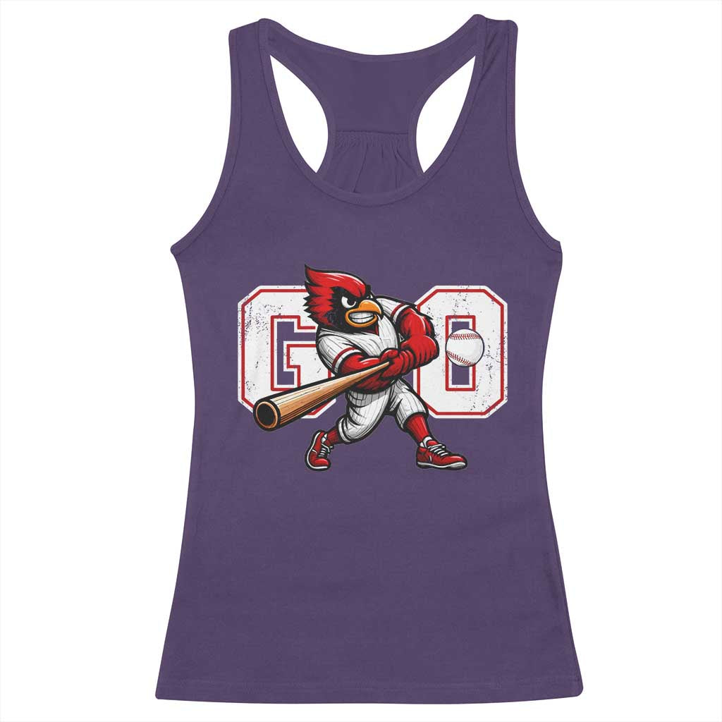 Go Cardinal Playing Baseball Graphic Racerback Tank Top for Sports Fan