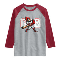 Go Cardinal Playing Baseball Graphic Raglan Shirt for Sports Fan