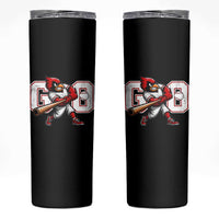 Go Cardinal Playing Baseball Graphic Skinny Tumbler for Sports Fan